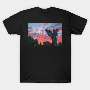 Angel at Sunset Harlow Hill Cemetery T-Shirt